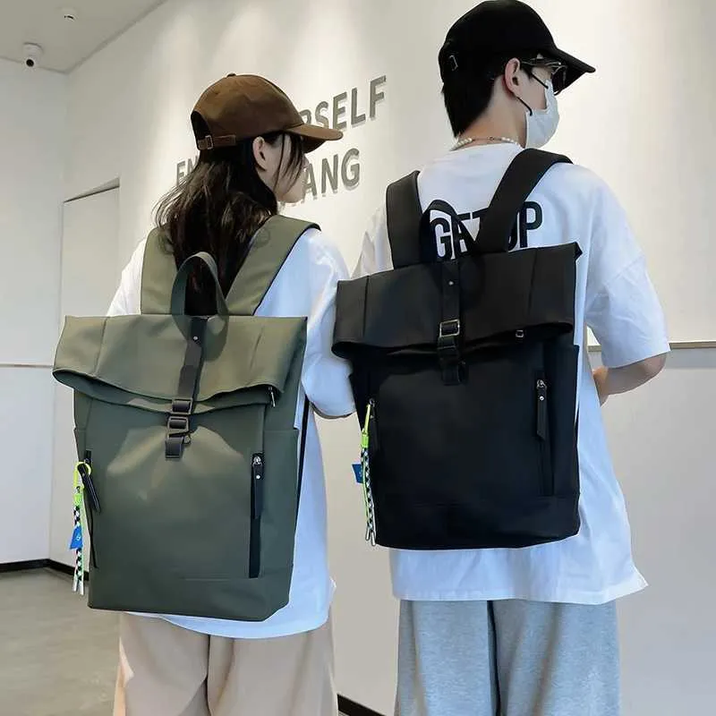 Damen Freizeit Großer Rucksack Männer Laptoptasche Ladys Nylon Roll Top Männlich Reisetasche Port Schulrucksäcke Für Teenager_voghion.com