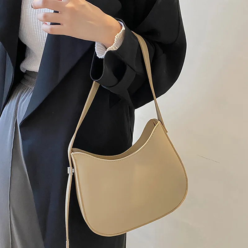 Yogodlns Half-Moon Shoulder Underarm PU Leather Armpit Retro Crossbody Bag Designer Ladies Portable Handbag Totes Purse_voghion.com