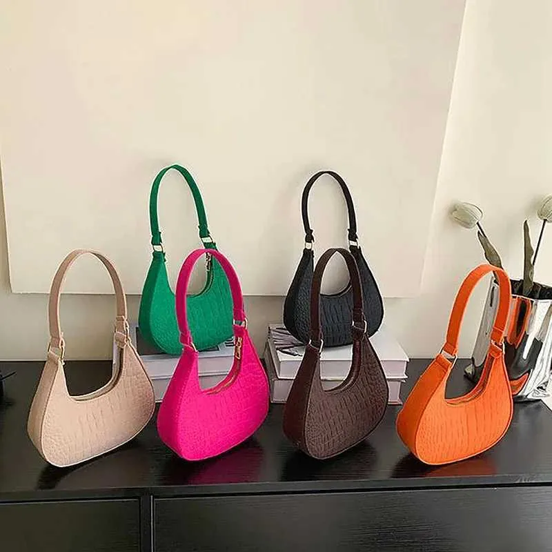 Crescent Shoulder Bag For Women Felt Armpit Handbag Elegant_voghion.com