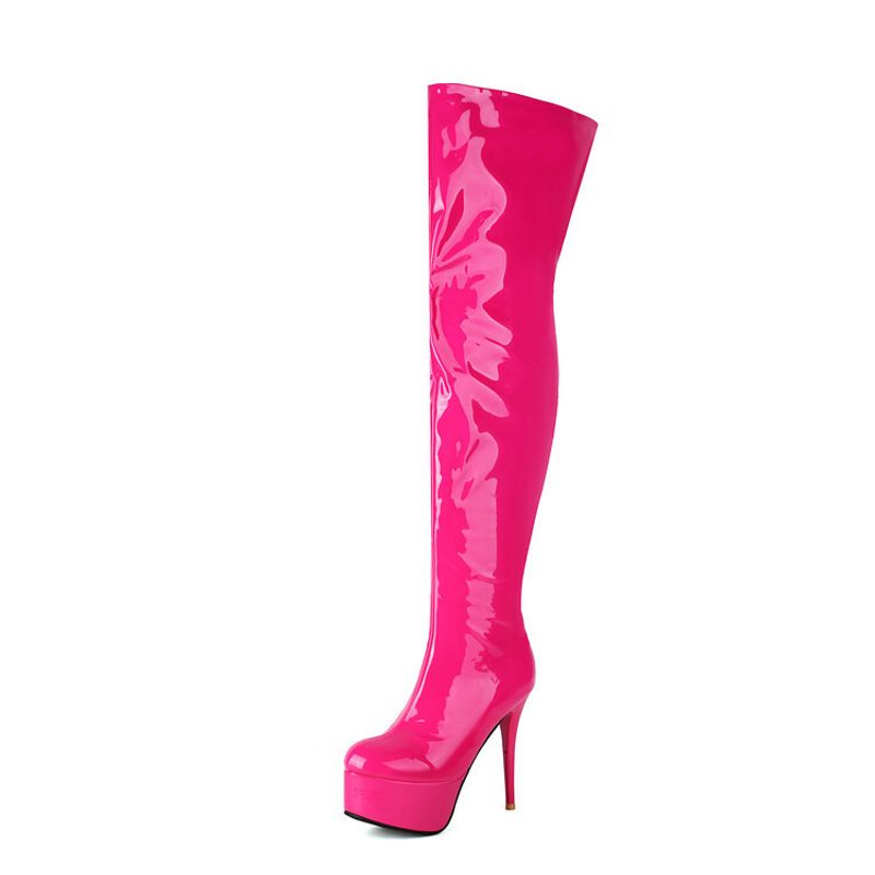 Botas elásticas plataforma skinny super salto alto couro fofo zíper traseiro performance palco_voghion.com
