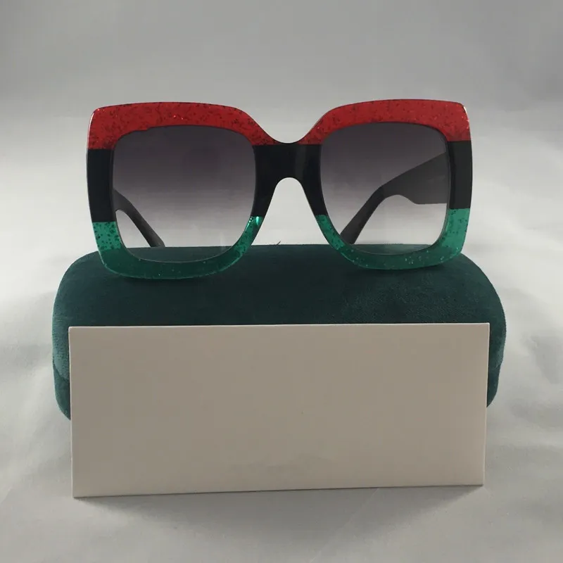 Oversized Square Sunglasses For Women Black Gradient Glittered_voghion.com