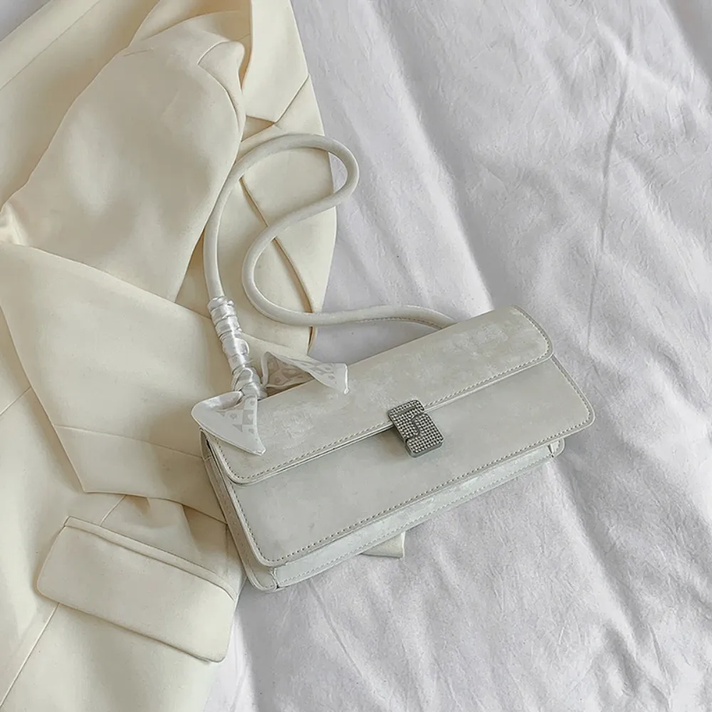 Retro Silk Scarf Lady Shoulder Underarm Casual Commuting Handbag Minimalist Business Women's Banquet Bag_voghion.com