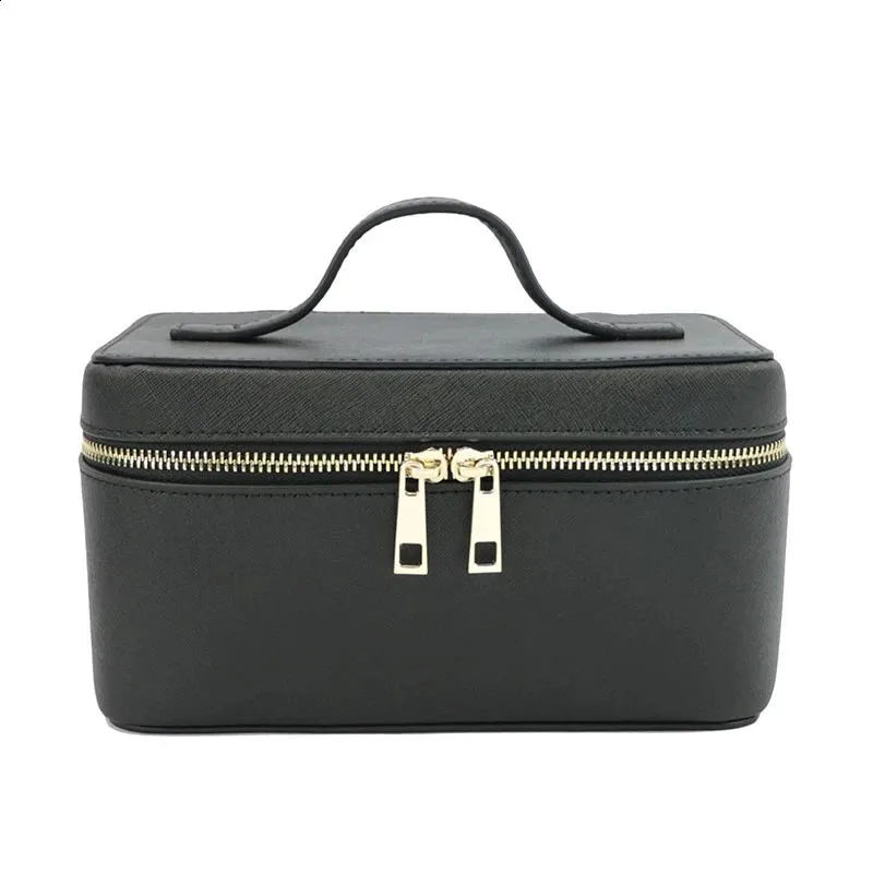 Senhoras Saffiano Split Leather Travel Toiletry Case Portátil Pendurado Organizador de Maquiagem Caixa Dopp Kit Bolsa de Cosméticos para Mulheres_voghion.com