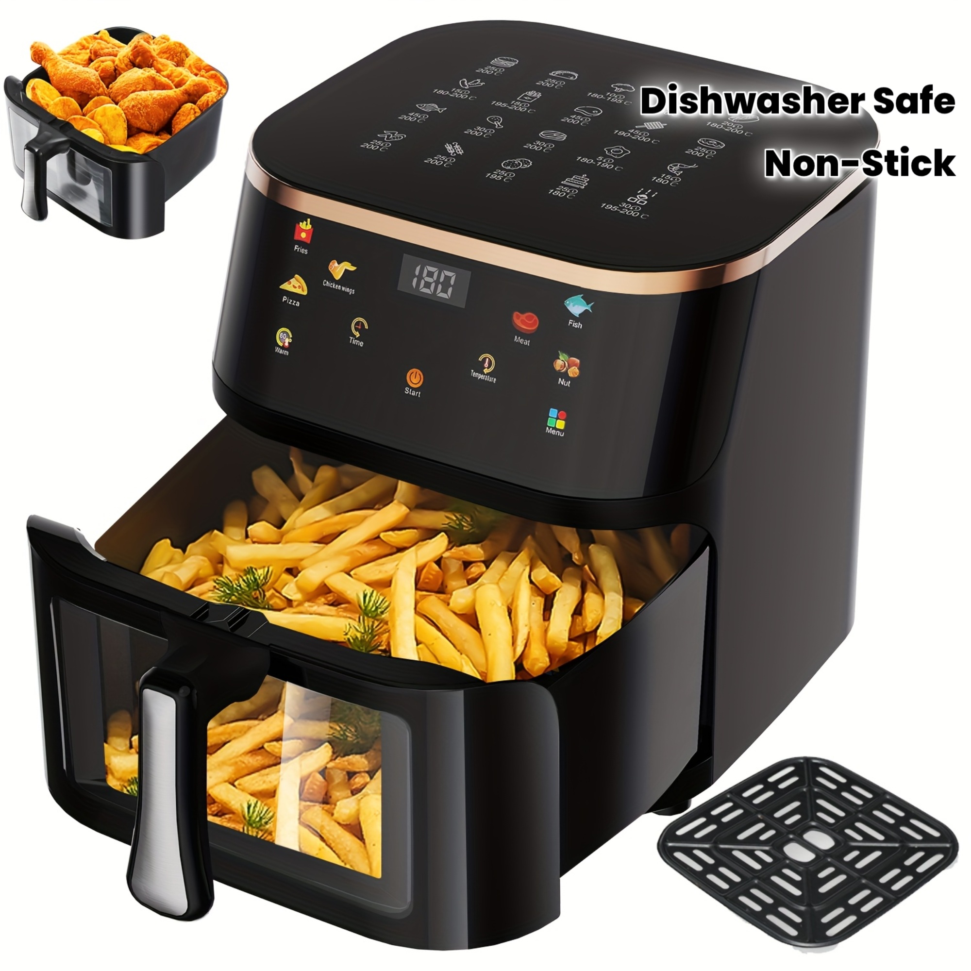 12L Luftfritteuse, 2800 W, Edelstahl, Sichtbar, Große Kapazität, Elektrischer Ofen, Touchscreen, Multifunktionale Elektrische Fritteuse