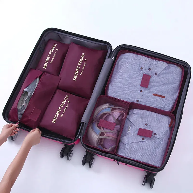 7 Teile/satz Reise Lagerung Taschen Hause Reißverschluss Digitale Daten Kabel Organizer Für Kleidung Schuh Lage Verpackung Cube Koffer Ordentlich_voghion.com