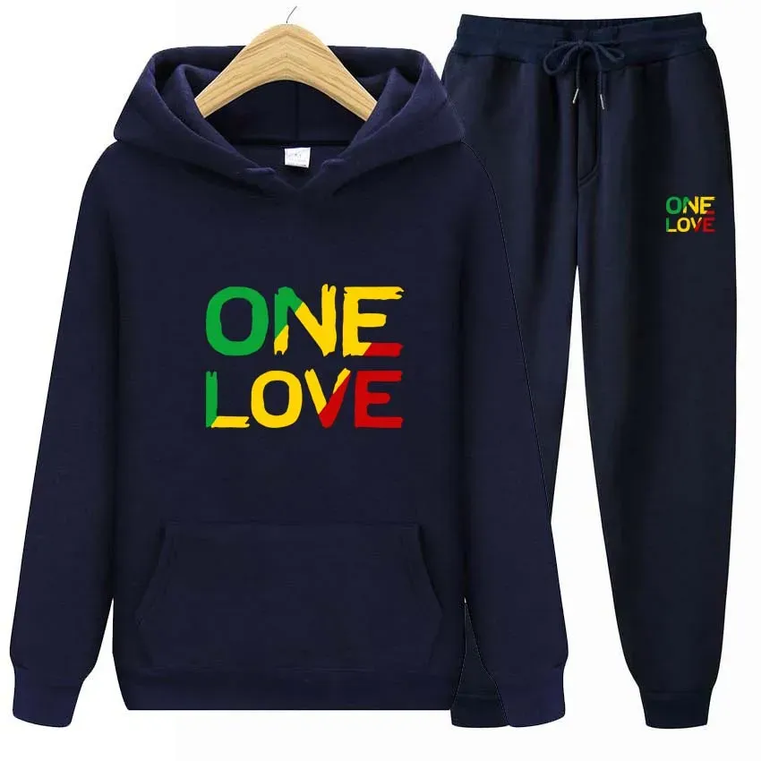 Survêtements pour hommes automne hiver sweats à capuche pantalons deux pièces ensemble un amour impression hommes femmes jogger épais vêtements chauds_voghion.com