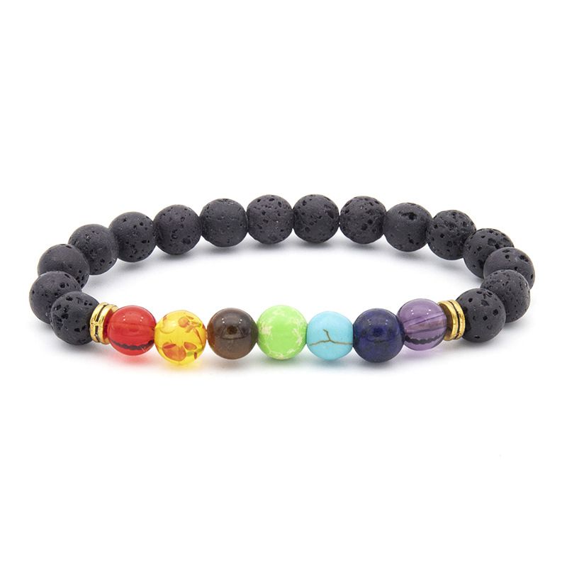 Colorful Volcanic European And American Cross Border New Hand Beaded Men's Natural Tiger Eye Stone Bracelet_voghion.com
