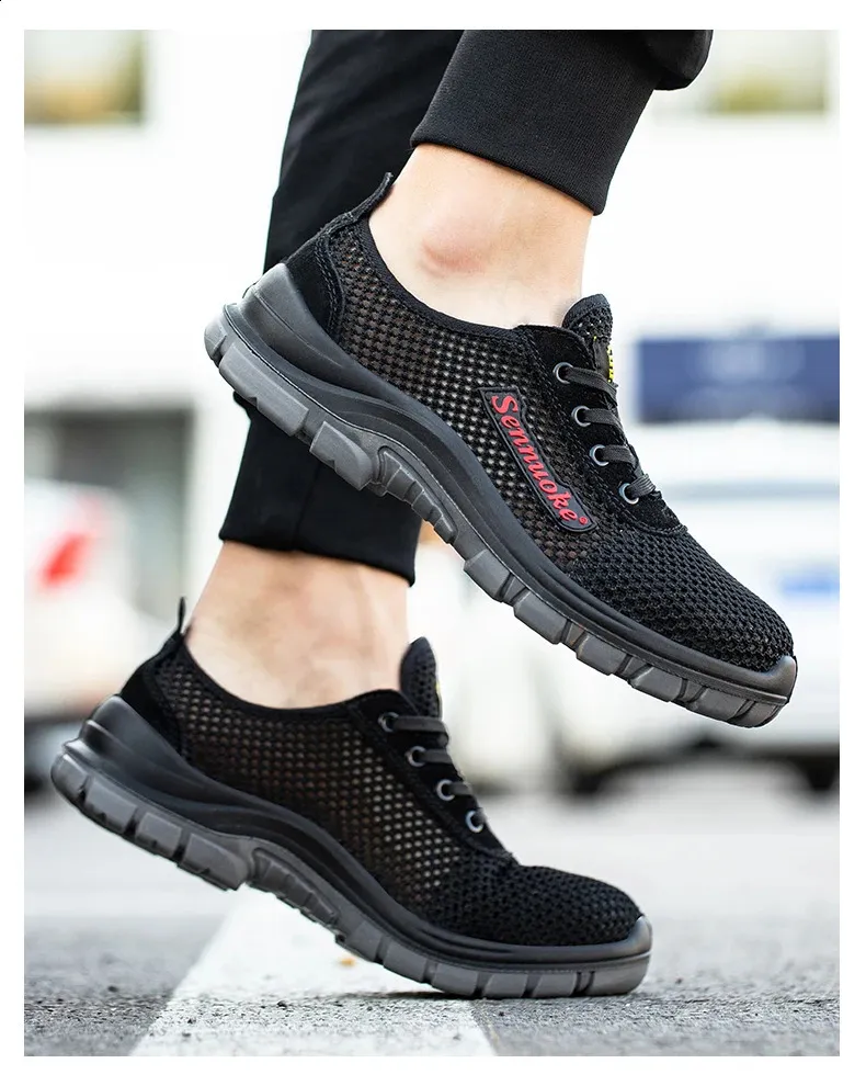 Chaussures pour hommes avec embouts en acier légers, adaptées aux travailleurs, sans besoin de transport, sécurité industrielle, tennis_voghion.com
