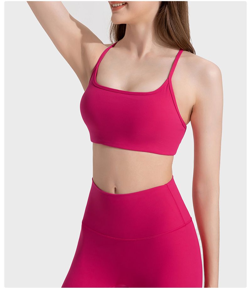 New Cross Back Fine Shoulder Strap For Women's Fiess High Elastic Breathable Pilates Yoga Sports Bra_voghion.com