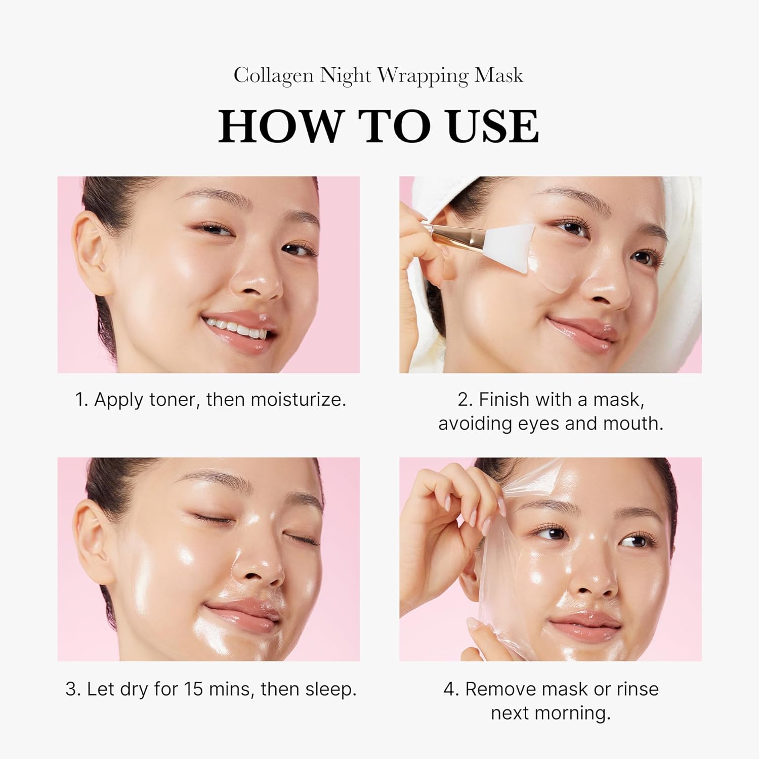Mascarilla facial despegable con envoltura nocturna de colágeno Medicube, cuidado que aporta elasticidad e hidratación, reduce la flacidez y la opacidad, colágeno hidrolizado_voghion.com