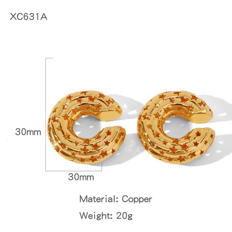 1 Pair Basic Modern Classic Style C U Shape Geometric Plating Copper Earrings Ear Studs_voghion.com
