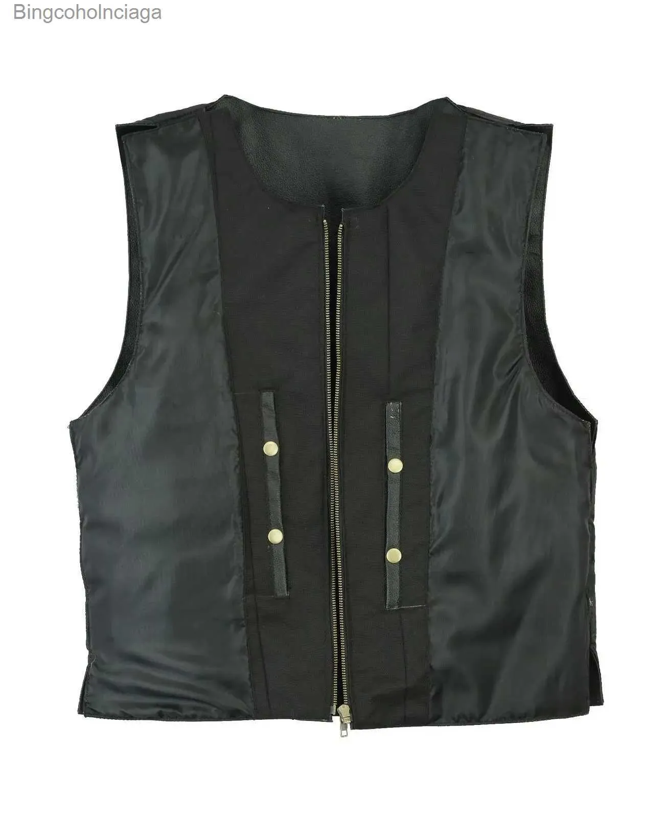 Men's Vests Men Bullet Proof Style Leather Motorcycle Vest for Bikers Tactical WaistcoatL231014_voghion.com