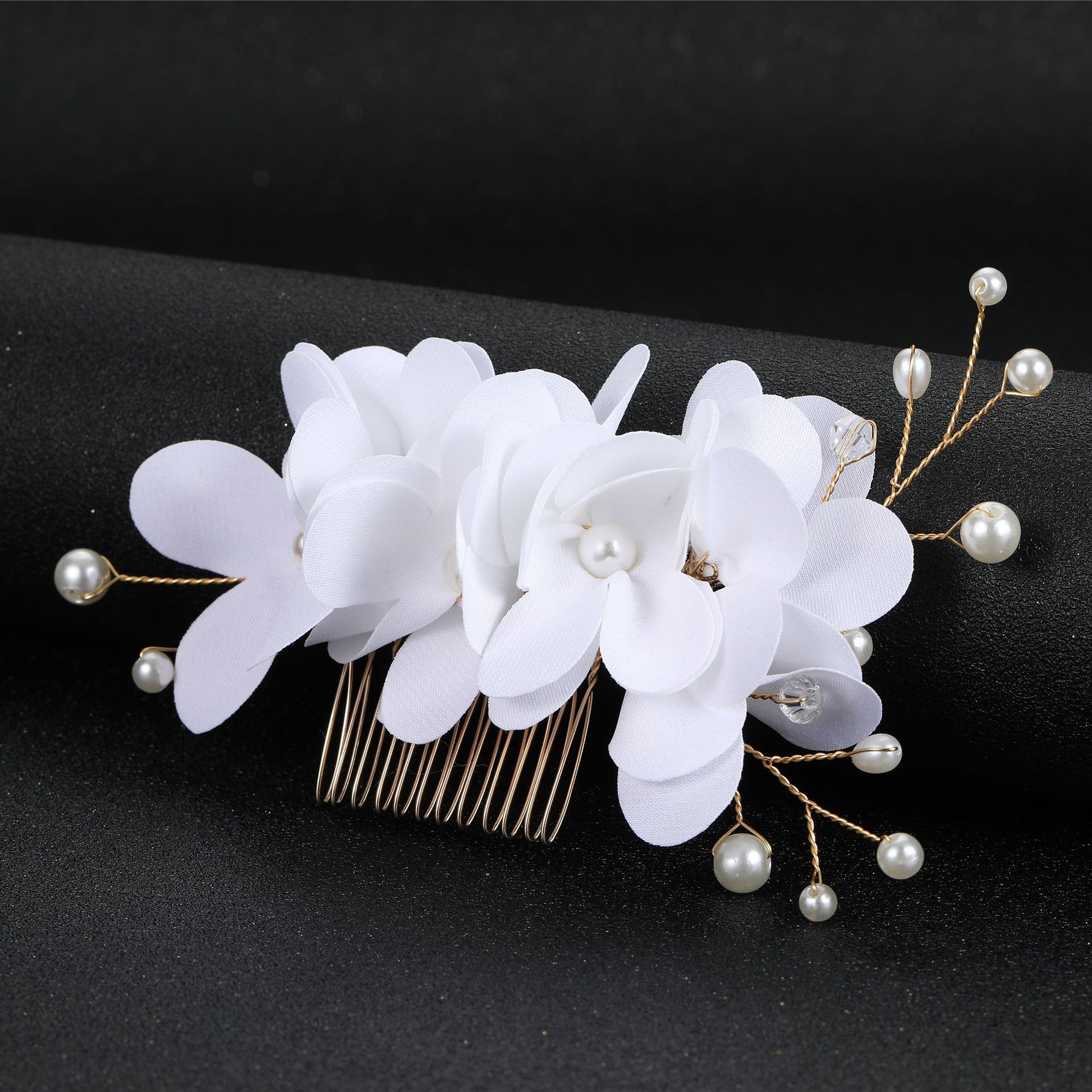 Pettine per capelli con perle in tessuto fiore rosso da sposa coreano accessori da sposa transfrontalieri copricapo accessori per capelli lotto pettine_voghion.com