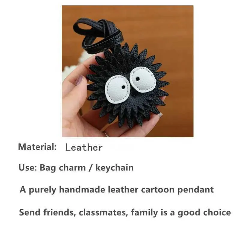 Portachiavi in pelle nera con ciondolo per borsa, semplice, personalizzato, accessorio alla moda femminile, brutto e carino, piccola palla di carbone Y241121_voghion.com