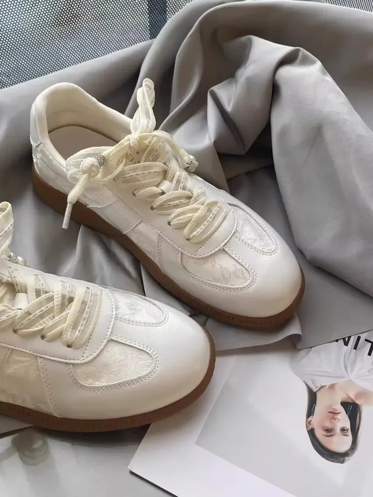Size 35-40 Real LeatherSatin Surface Women Casual Sneakers Breath Tennis Athletic Flats Low Heels Lace-Up Spring Hike_voghion.com