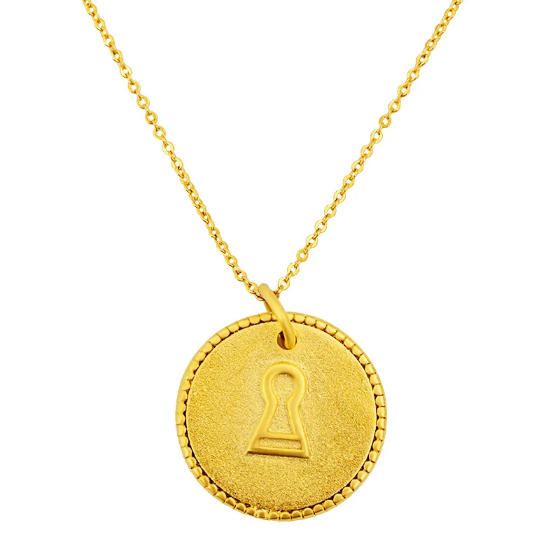 Colliers pendentifs VAMOOSY Pièce de monnaie porte-bonheur couleur or pour femmes Chaîne à maillons Collier Cercle Ras du cou Bijoux de cou de mariée de mariage_voghion.com