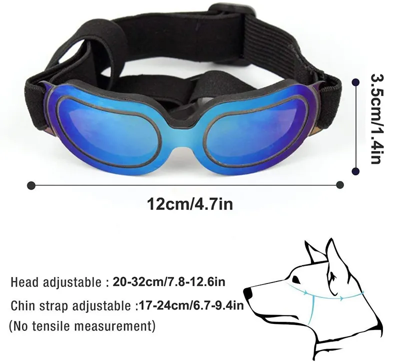 Lunettes de soleil tendance pour petits chiens, coupe-vent, anti-poussière, avec bande réglable pour protection UV_voghion.com