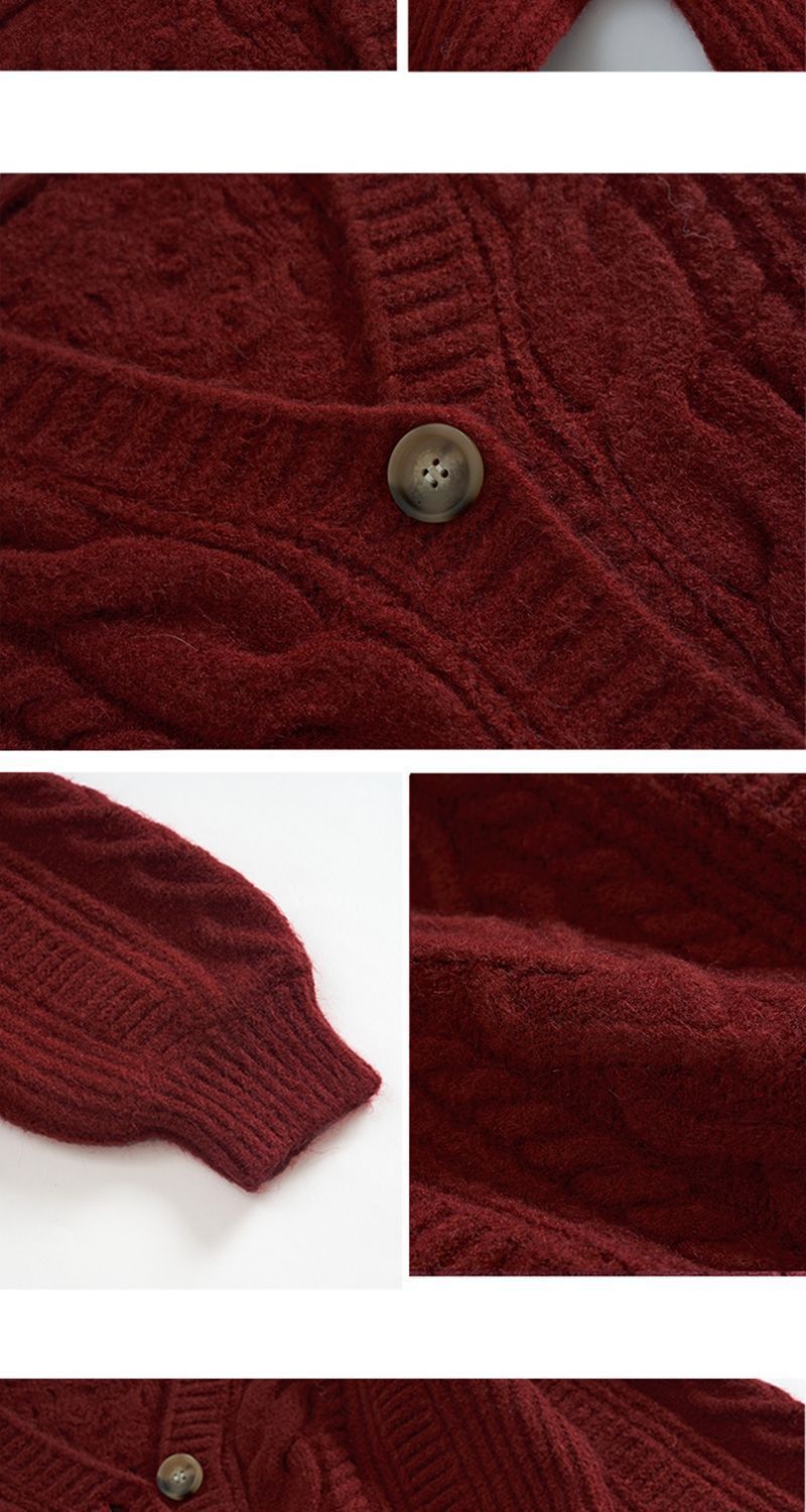 Vêtements pour femmes Pull col en V lâche femmes style paresseux automne et hiver vêtements d'extérieur 2024 nouveaux hauts rétro twist court_voghion.com