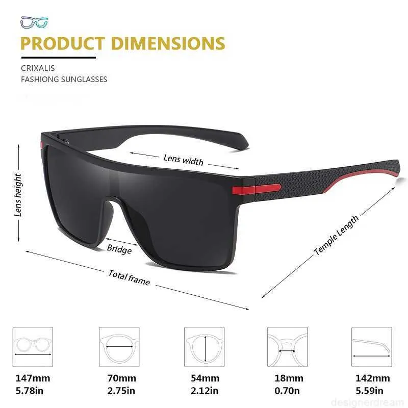 Designer designer Fashion Polarized costa occhiali da sole da uomo Occhiali da sole da uomo Square Oversize Anti Glare Driver Mirror_voghion.com