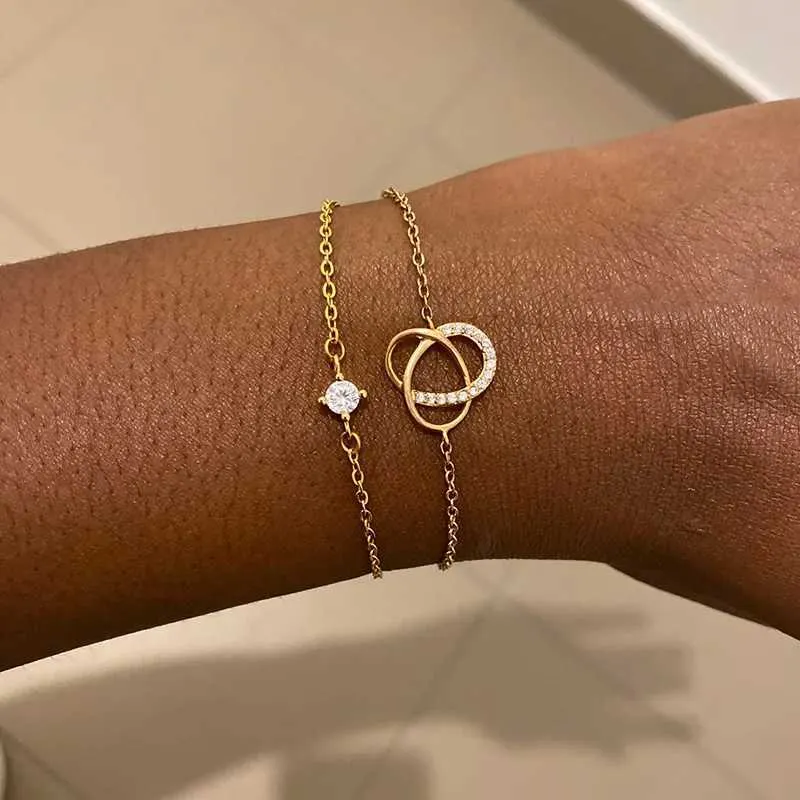 Bangle Zircon Circle Bead Bracelets For Women Stainless Steel Bracelet Summer Jewelry Couple Friends Accessories Gift_voghion.com