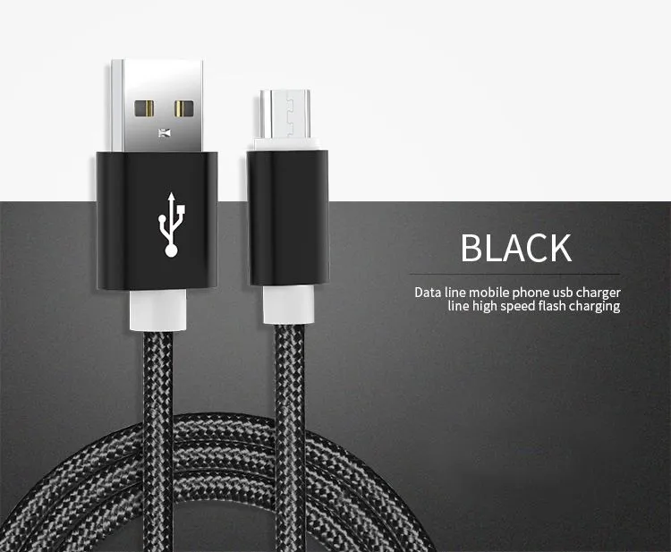 Suitable For Samsung S8 S10 S11 Note 10 Htc Android Mobile Phone High-speed Type C Data USB Micro Fast Adapter Nylon_voghion.com