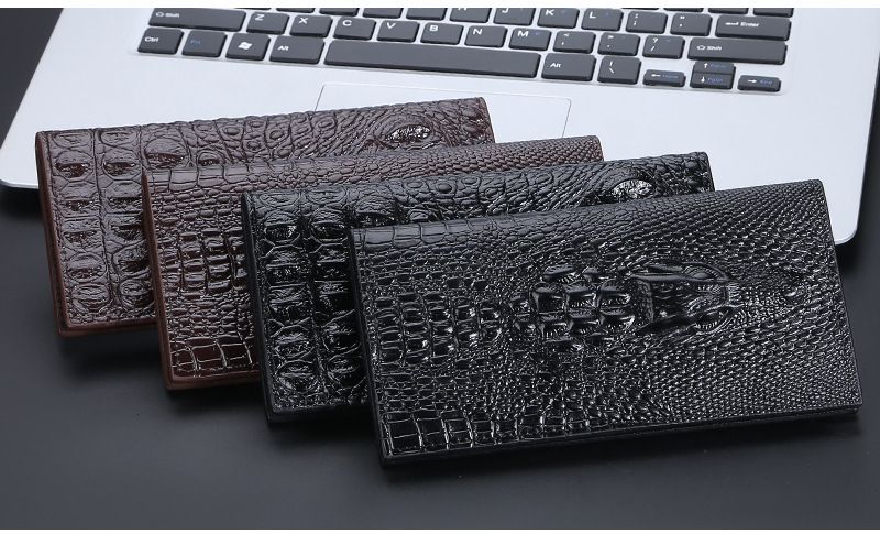 Baellerry Crocodile Head Multi-card Zipper Clutch Business Thin Wallet_voghion.com