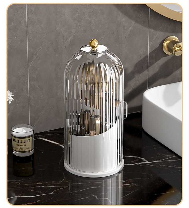 Organizzatori per il trucco, porta pennelli rotanti, portapenne da tavolo, porta rossetto, divisorio antipolvere, scatola per cosmetici da scrivania_voghion.com