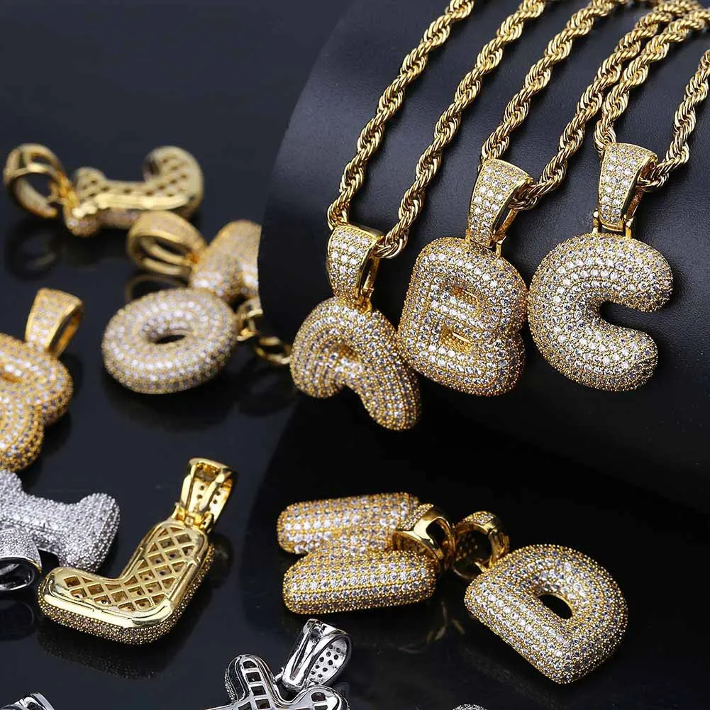 Gioielli Hip Hop da uomo, moda, collana con ciondolo a forma di lettera ghiacciata, lettere iniziali in oro, collane per uomo_voghion.com
