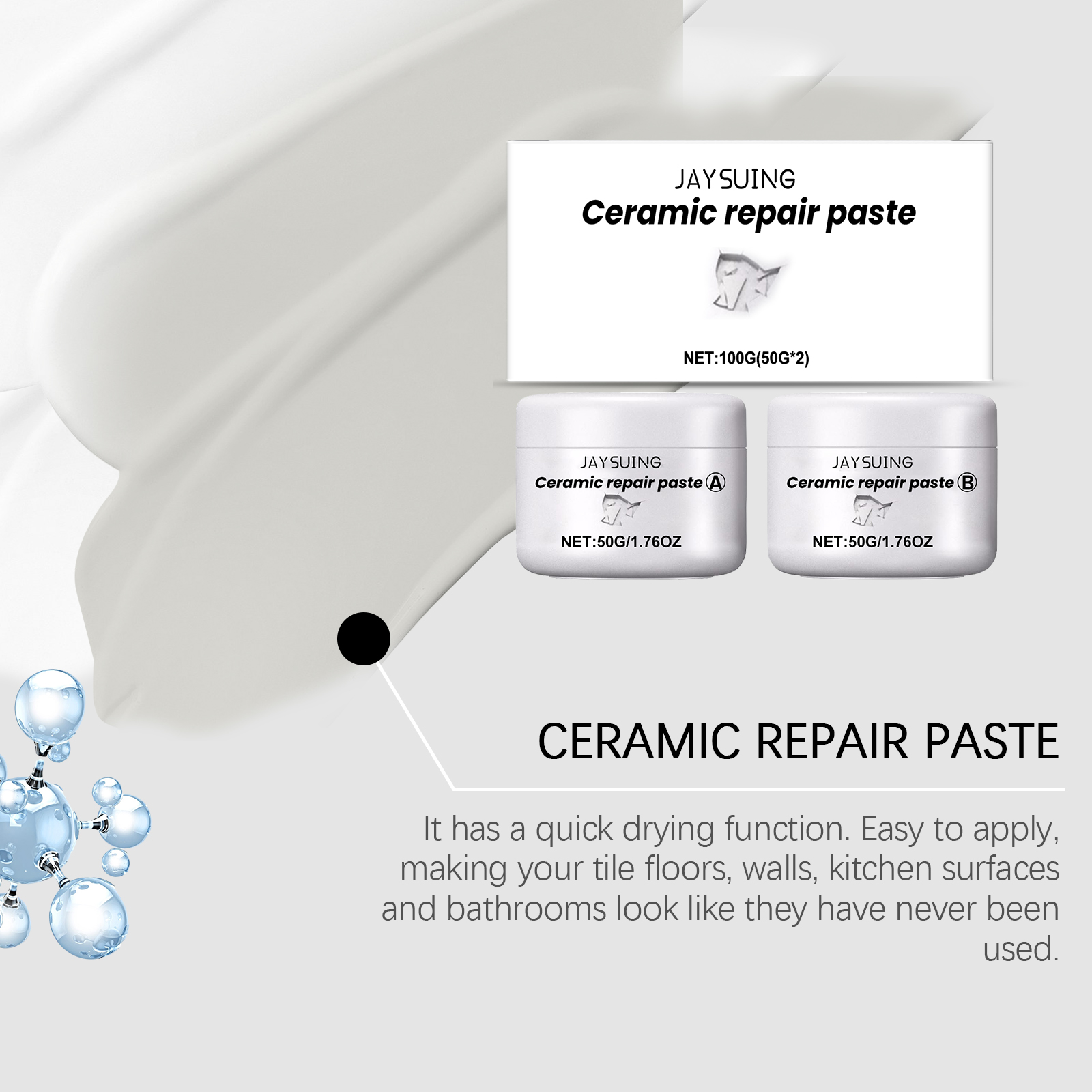 Jaysuing Tile Repair Ceramic Paste Toilet Marble Pit Glaze Repair Ceramic Tile Adhesive_voghion.com