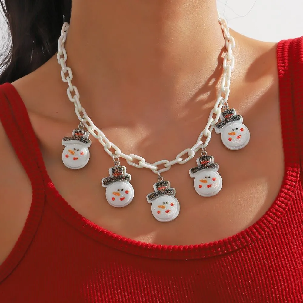 Ketten Santa Weihnachten Acryl Halskette Glocke Box Weihnachten Schlüsselbein Kette Lebkuchenmann Schmuck Zubehör Cartoon Anhänger_voghion.com