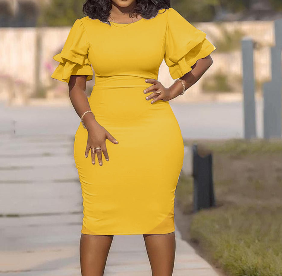 Schlankes, einstufiges Pendlerkleid für Damen in Übergröße_voghion.com