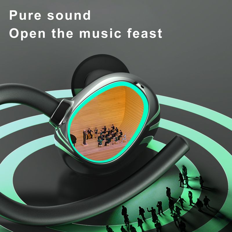Ακουστικά Bluetooth Ακουστικά Άγκιστρο αυτιού Αφή δακτυλικών αποτυπωμάτων Ισχυρά μπάσα δροσερά φώτα HiFi Στερεοφωνική μουσική Αδιάβροχο αθλητικό υπογούφερ_voghion.com