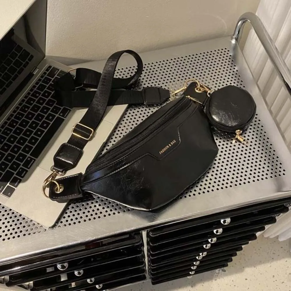 Marsupio da corsa di grande capacità, stile coreano, con portamonete e tracolla a mezzaluna, in PU, di design, per studenti_voghion.com