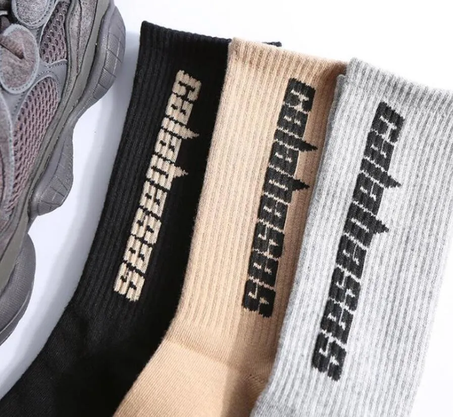 Calcetines Yeezy Personality para hombre y mujer, 3 pares por caja, de la colección Fashion Stock Crew, temporada 6, CALABASAS Soc Match 500 Tidal Youth_voghion.com