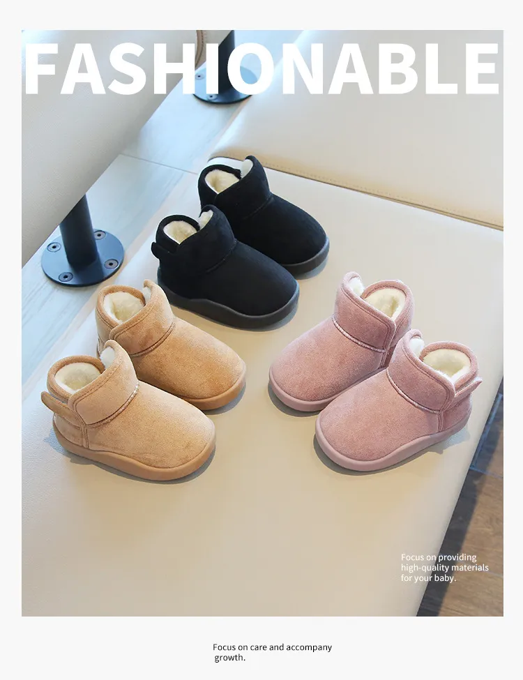 Baby Girls Boys Snow Children Winter Kids Outdoor Plush Cotton-padded Cutefeet Soft-Soled Non-slip Infant Toddler Boots_desvips.com