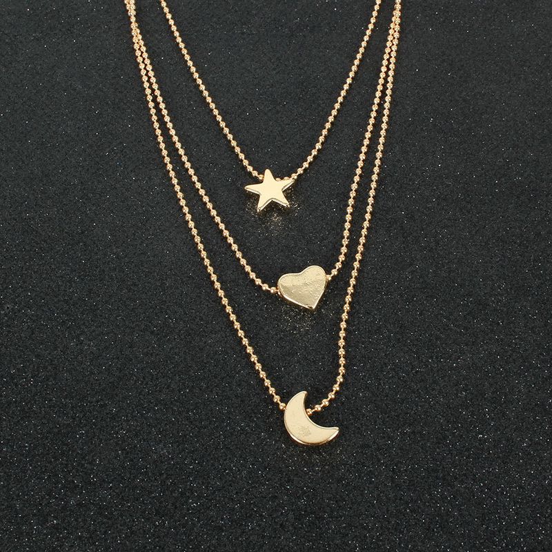 Collana con ciondolo a forma di luna e stella in lega dolce da donna, gioielli di moda_voghion.com