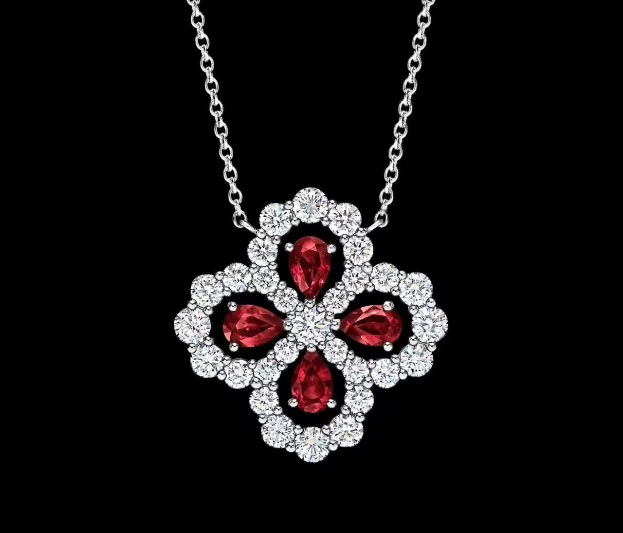 Collana HW di alta qualità, gioielli di design da donna, con anello a forma di quadrifoglio, diamanti, grande ciondolo a forma di fiore Hai Rui Wen Si_voghion.com