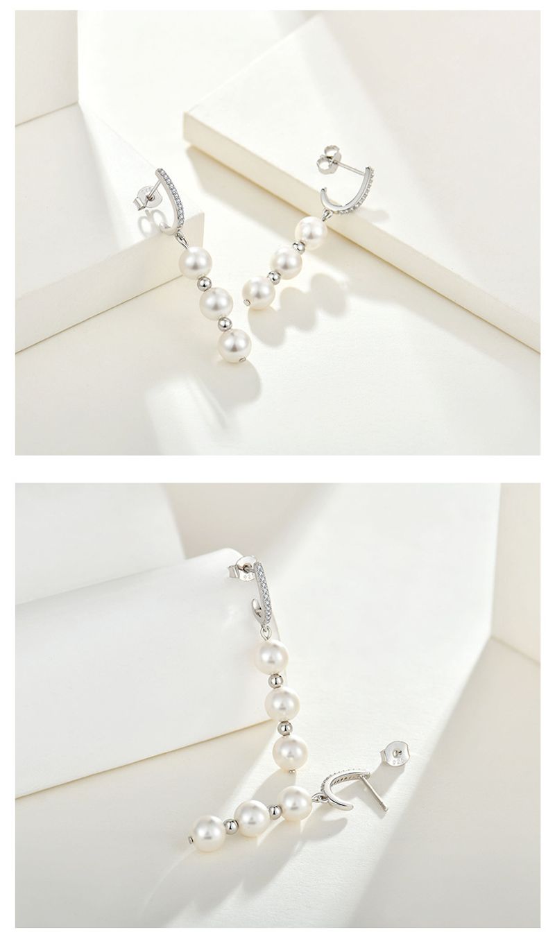 Orecchini di perle sterg ganci per le orecchie leggeri 7mm conchiglia bianca perla argento gioielli_voghion.com