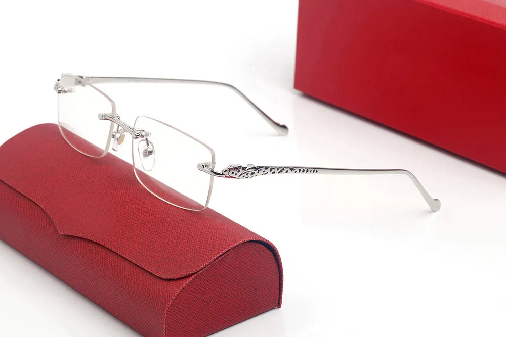 Lunettes de soleil design panthère HOMME sans cadre forme rectangulaire avancée femmes métal léopard processus de peinture à pois lunettes_voghion.com