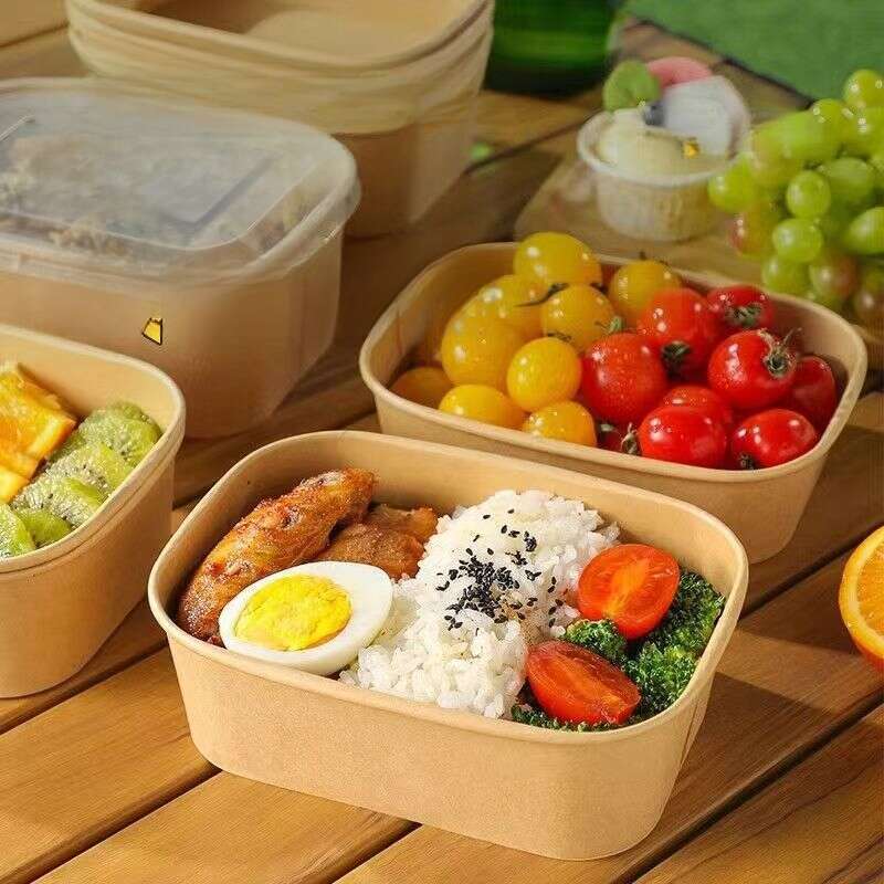 Grilli, piknik, retkeily, kertakäyttöinen lounas Kraft-paperipakkaus Sushi-laatikko, kevytruokasalaattikulho, hedelmäbento-laatikko_voghion.com