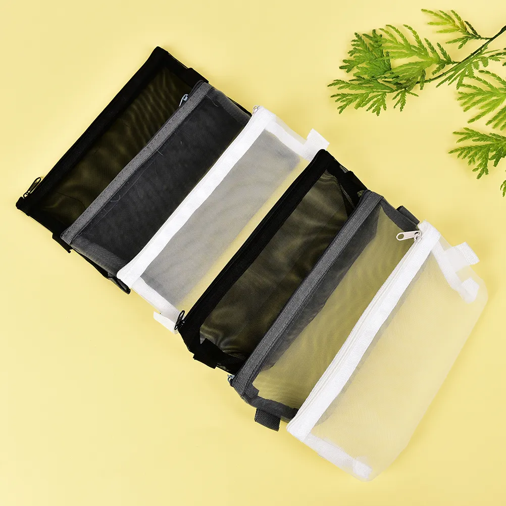 Astuccio per matite trasparente per esami S/L con cerniera in rete semplice e trasparente, borsa per cancelleria per la scuola_voghion.com