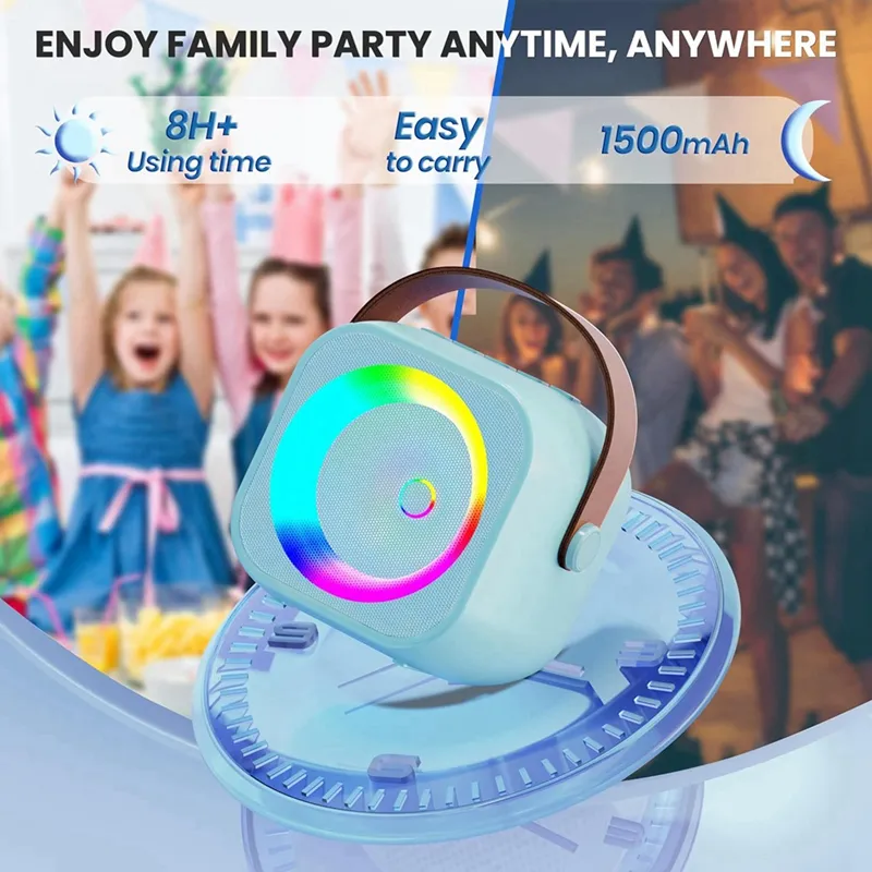 Microphones Karaoke Hine Portable Bluetooth Speaker With 2 Wireless Toys Gift (Blue)-HDL_voghion.com