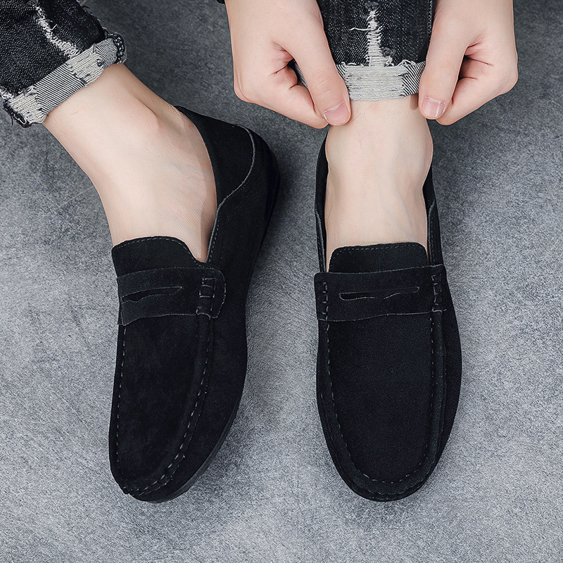 Chaussures pour hommes Printemps Nouveaux mocassins Chaussures pour hommes Mocassins en daim Tendance Britannique Paresseux Une étape Demi-glissant Chaussures de conduite
