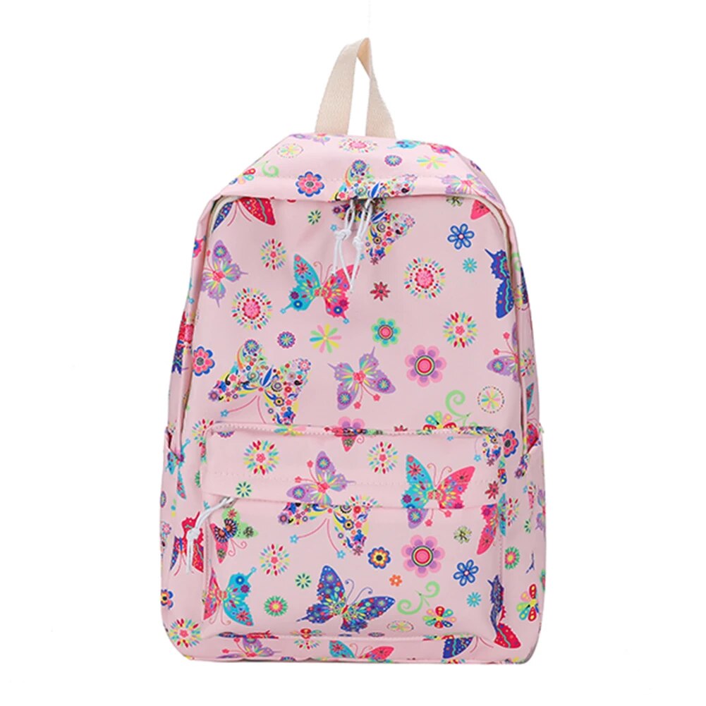 School for Girls Teens Women Laptop Knapsack Cute Butterfly Floral Backpack Nylon Large Student Book Bags 2023_voghion.com