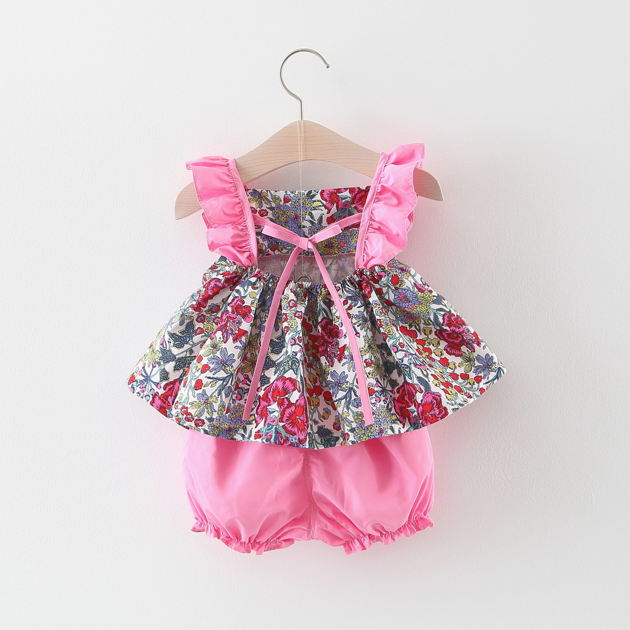 Baby Girl Set 2 Stéck Kannerkleeder 6-24 Méint Summer Blumendruck Tops Mat Shorts Kostüm_voghion.com