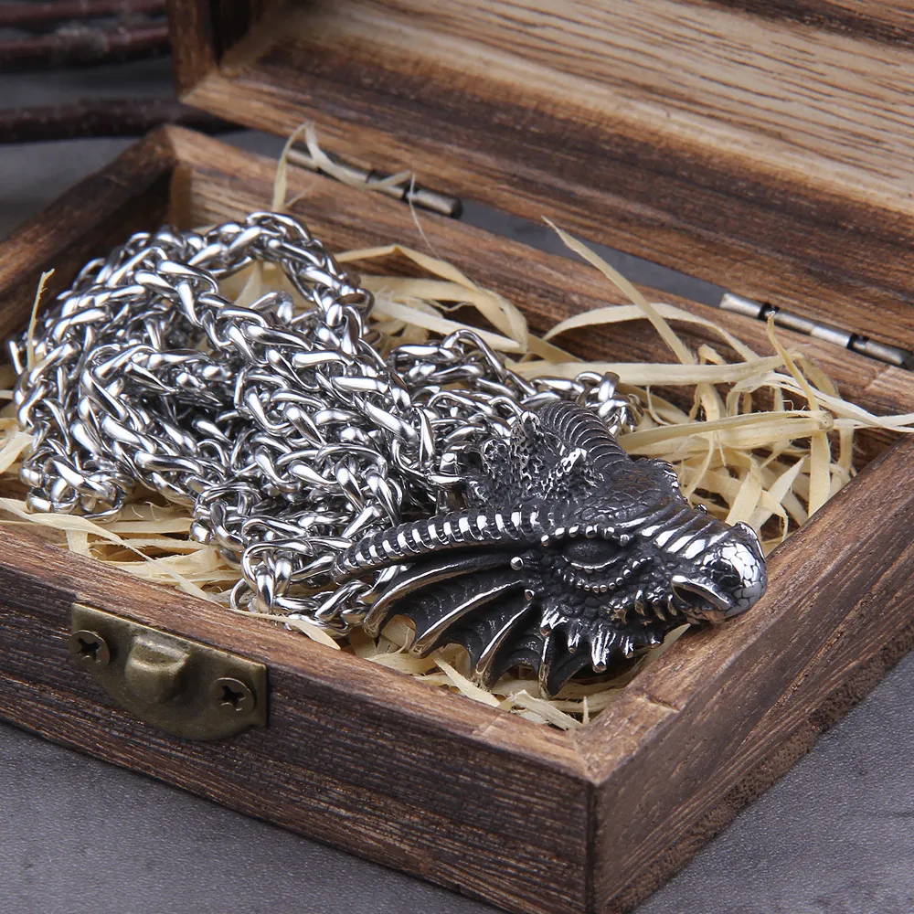 Collane con ciondolo Drago Gioielli in acciaio al titanio Testa di animale Collana Punk Uomo Accessori GioielliPendente Sidn22_voghion.com
