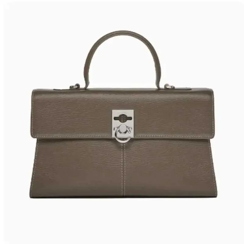 Stilvolle Umhängetasche für Damen, Designer-Umhängetasche mit Clamshell-Griff oben, Vollleder, mit Riegel, Umhängetasche, Ba241216_voghion.com
