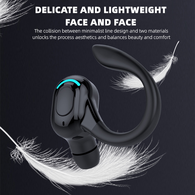 Auricolare Bluetooth V5.2 appeso all'orecchio in esecuzione ascolto canzone impermeabile wireless mini stereo HIFI con microfono riduzione del rumore auricolari_voghion.com