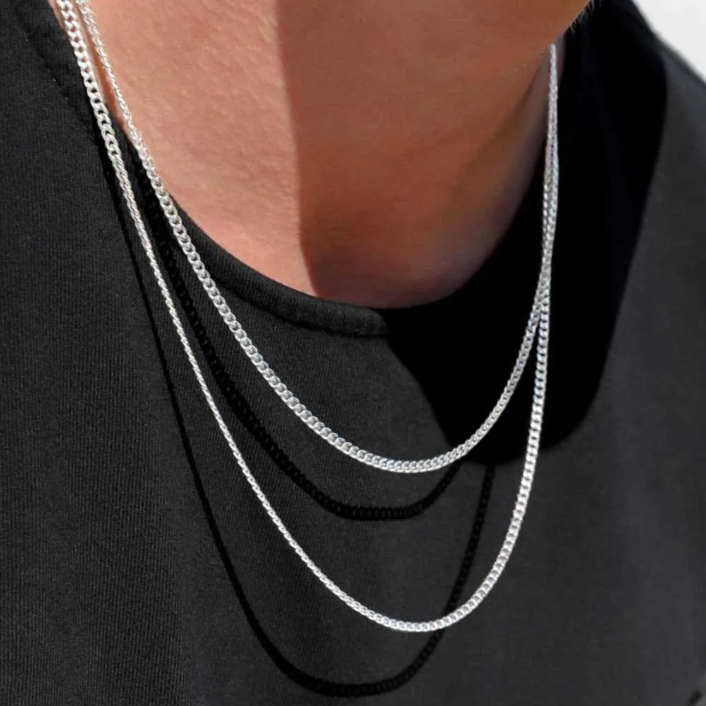 Collana con catena cubana con chiusura in argento Sterling OCHCOH da 3/3,5/4/5/7 mm per uomo e donna, 16, 18, 20, 22, 24, 26, 28, 30 pollici_voghion.com