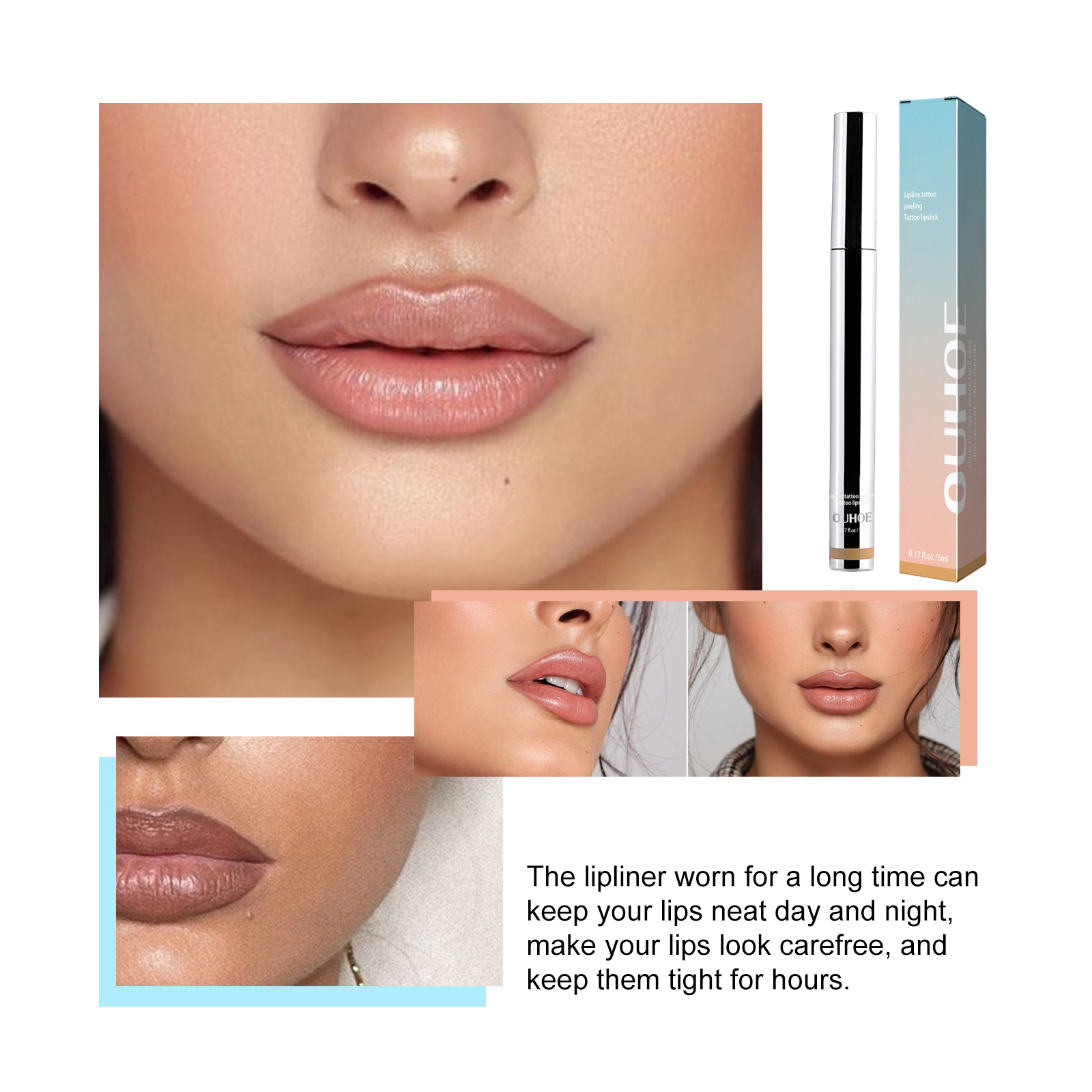 OUHOE Peel Off Lip Liner Langdurig Vlekbestendig Hydraterend Plumping Effect Hoge Pigment Kleur Waterbestendige Formule_voghion.com
